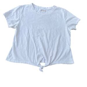 SHYANNE women’s  juniors T-shirt.  Size L, tie at waist, white, short sleeves.